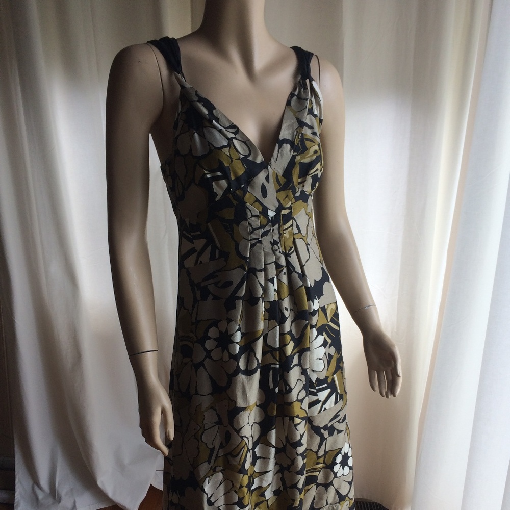Black, White and Yellow Floral Print Dress